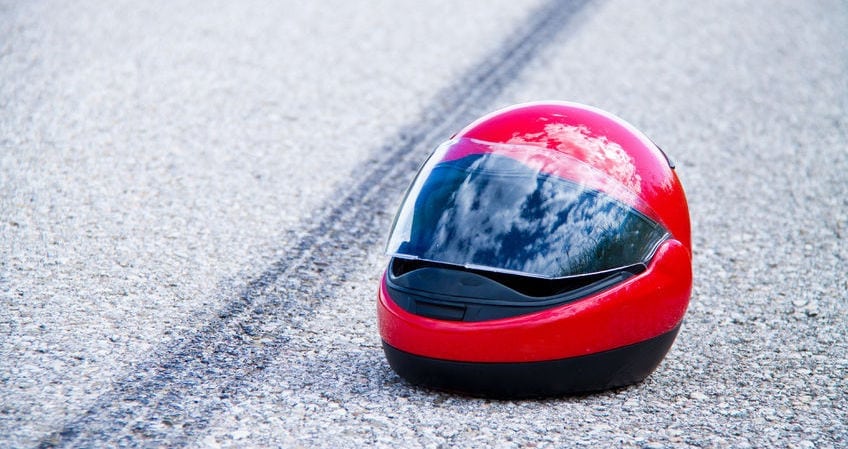 motorcycle helmet on street